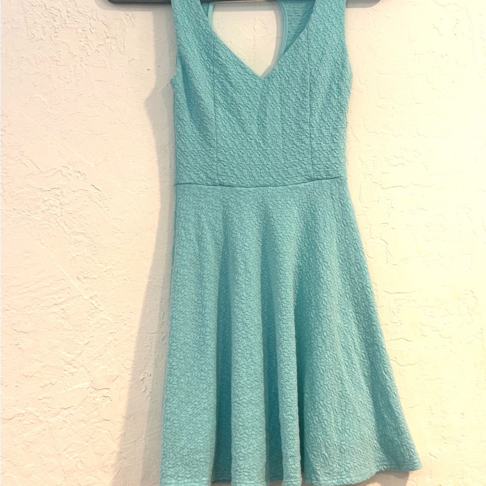 La Hearts Blue V-Neck Sleeveless A-Line Mini Dress